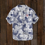 Ogie - Linen shirt with artistic design inspired by vintage fish