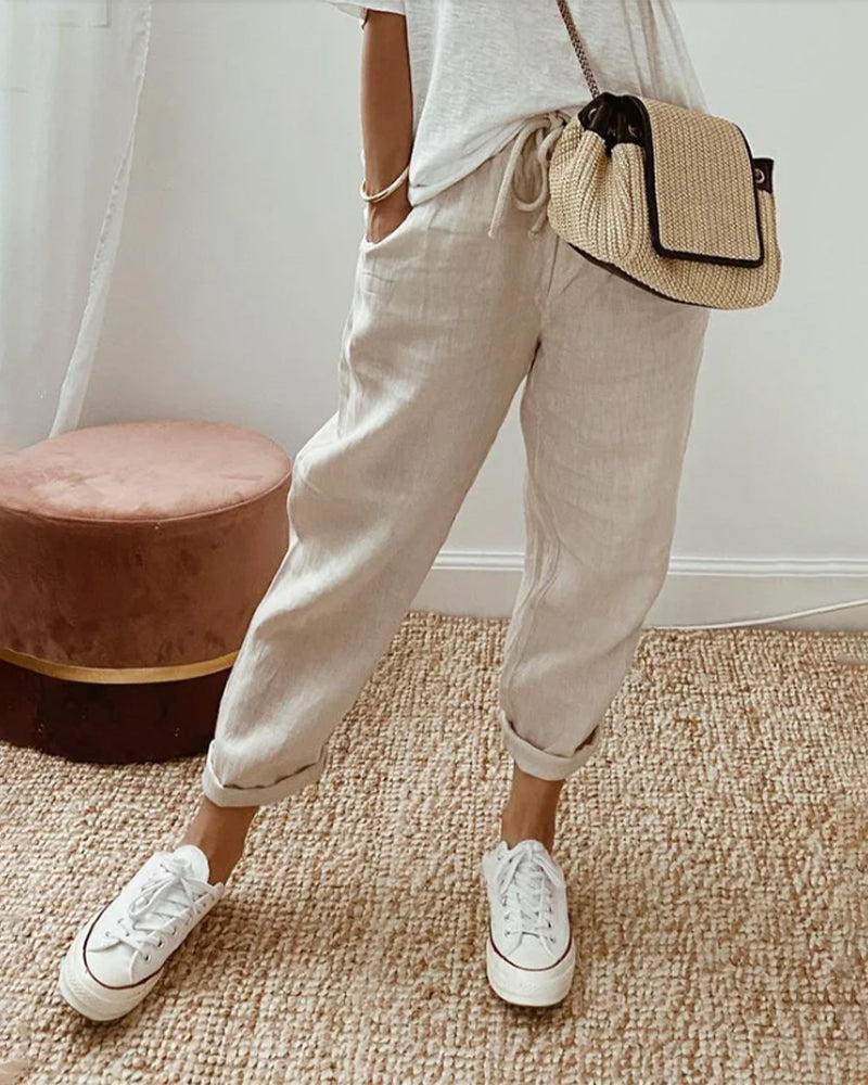 Mel - Linen Pants Current Summer Fashion