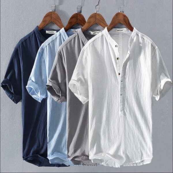 Nico - Casual Linen Cotton Shirt with Short Sleeves