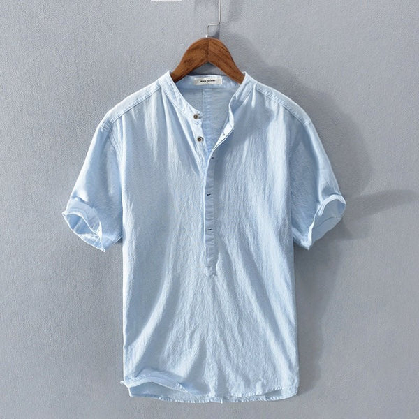 Nico - Casual Linen Cotton Shirt with Short Sleeves