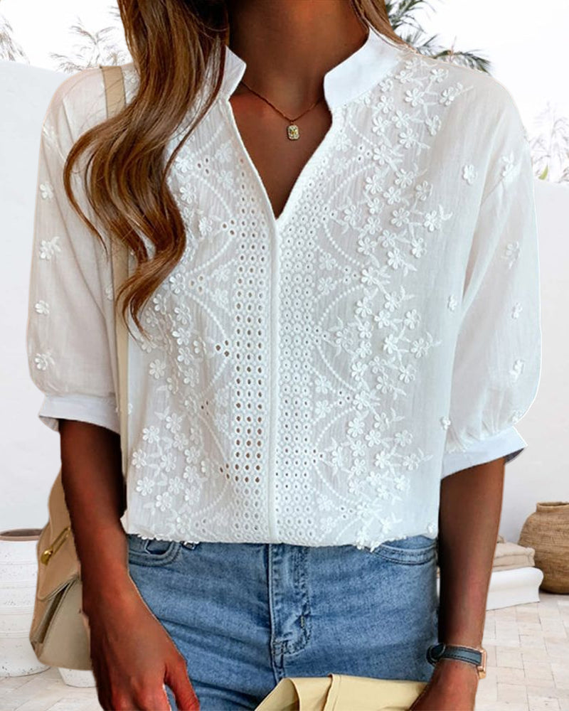 Dina - Chic Embroidered Blouse