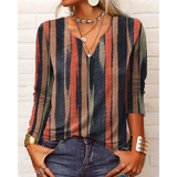 Katharina - Colorful Blouse in Boho Style, Long Sleeves with V-Neck