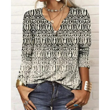 Katharina - Colorful Blouse in Boho Style, Long Sleeves with V-Neck