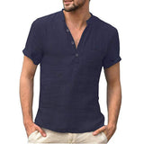 Korbin - Casual Men's Linen Shirt with Short Sleeves