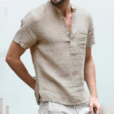 Korbin - Casual Men's Linen Shirt with Short Sleeves
