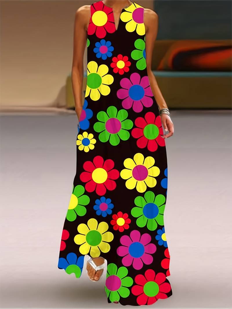 Grace - Dress with Floral Pattern and Scalloped Neckline