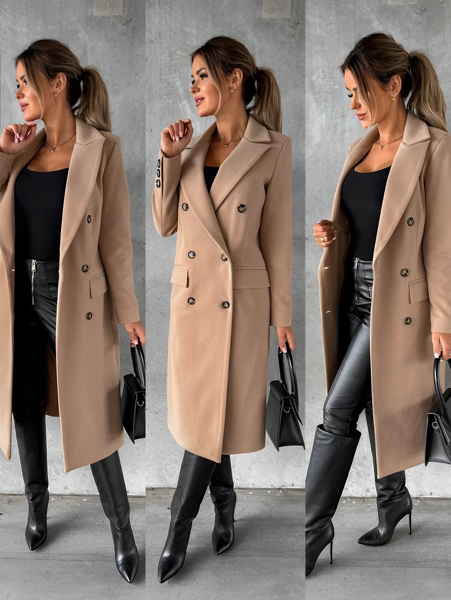 Gadie Bella - Long Wool Double-Breasted Coat