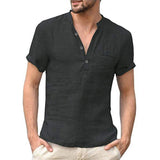 Korbin - Casual Men's Linen Shirt with Short Sleeves
