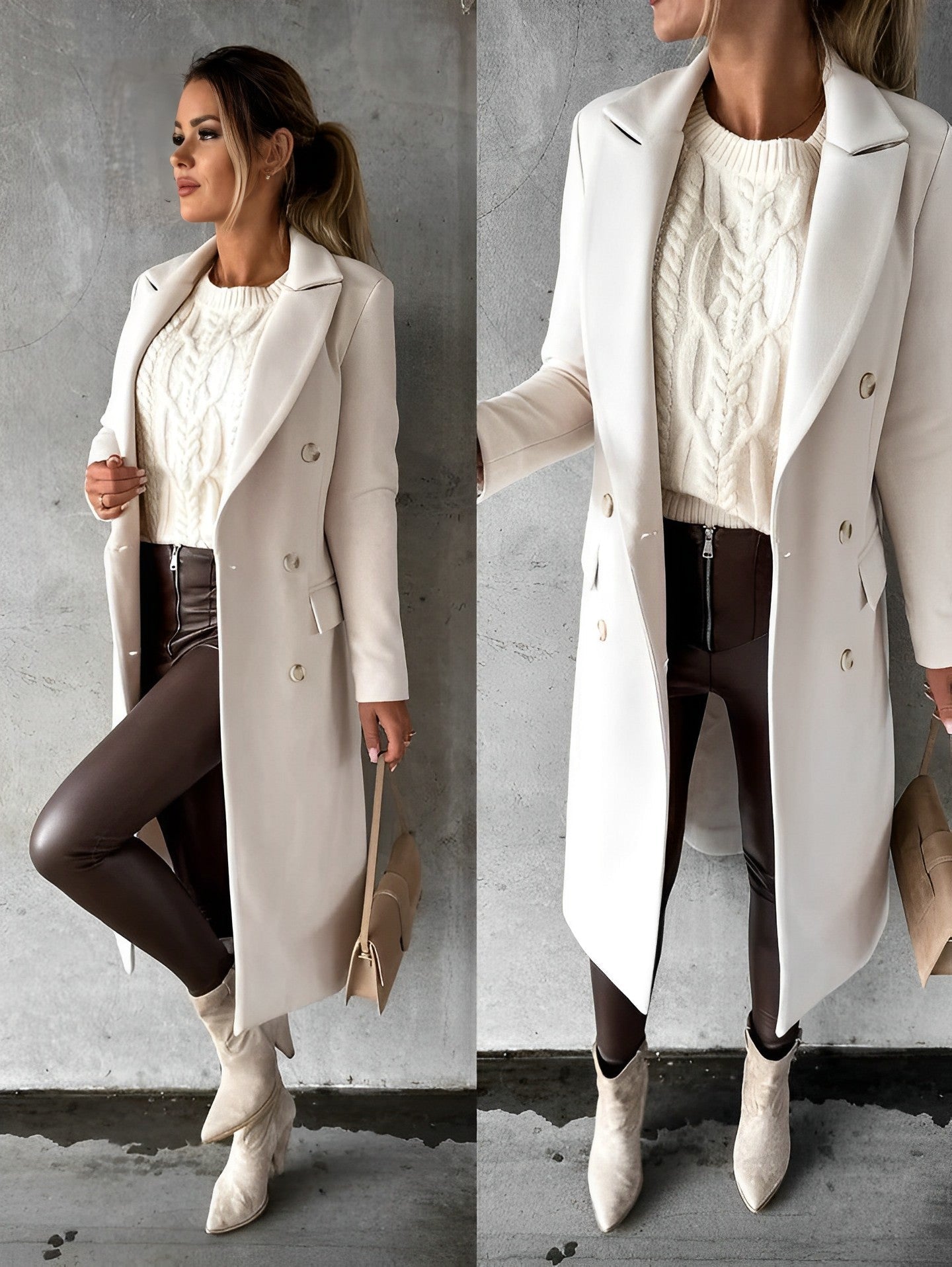 Gadie Bella - Long Wool Double-Breasted Coat