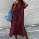 Deanna - Comfortable Dress with V-Neck, Versatile and Pleasant