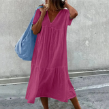 Deanna - Comfortable Dress with V-Neck, Versatile and Pleasant