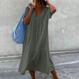 Deanna - Comfortable Dress with V-Neck, Versatile and Pleasant