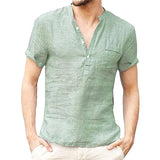 Korbin - Casual Men's Linen Shirt with Short Sleeves
