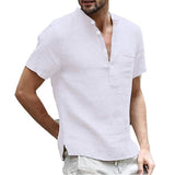 Korbin - Casual Men's Linen Shirt with Short Sleeves
