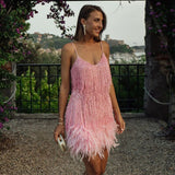 Mara - A stylish cocktail dress with feathers